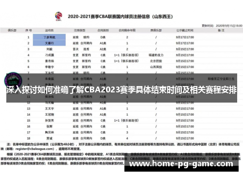 深入探讨如何准确了解CBA2023赛季具体结束时间及相关赛程安排 深入探讨如何准确了解CBA2023赛季具体结束时间及相关赛程安排